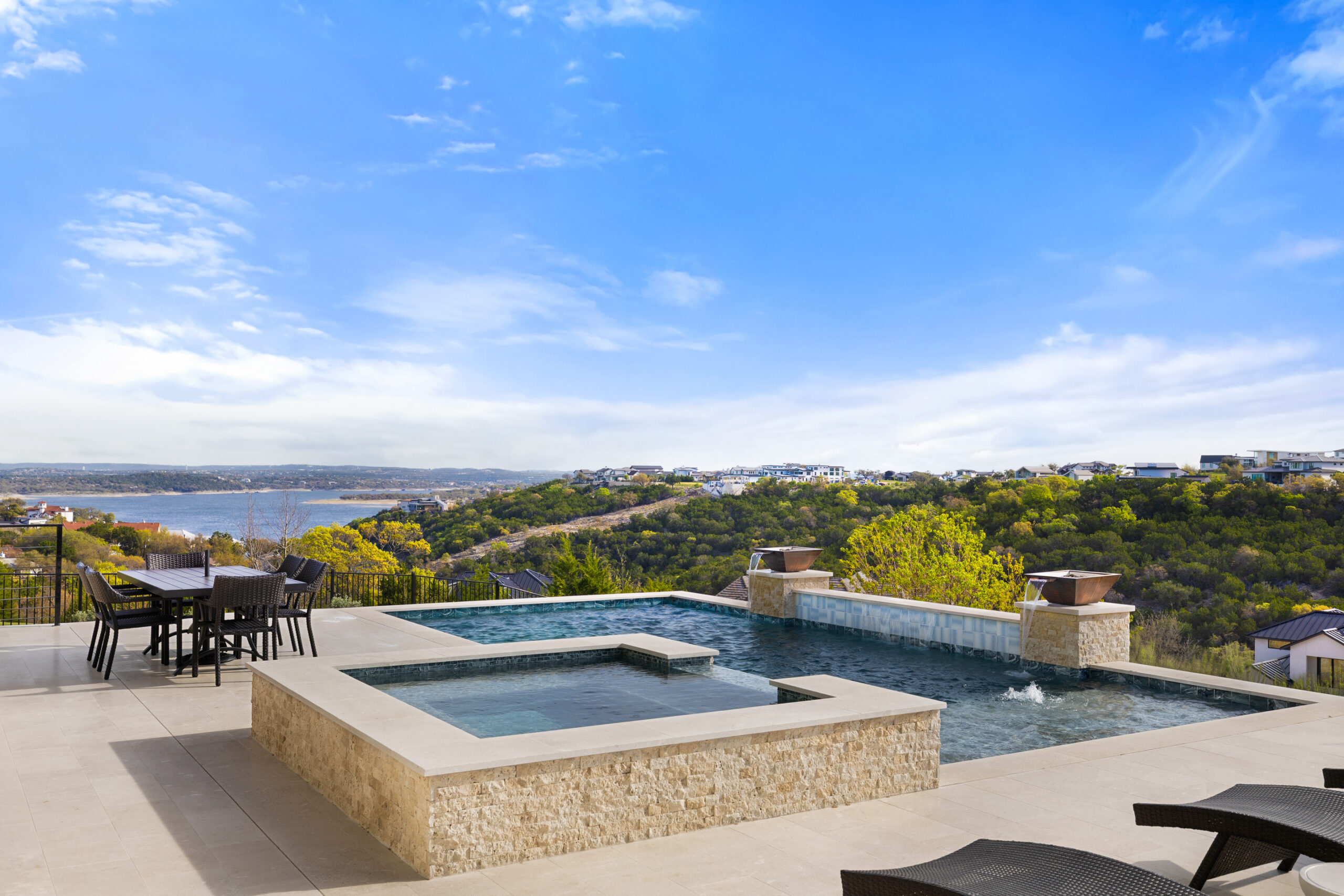 Custom pool designed to complement a luxury Austin home by Wild Basin Pools